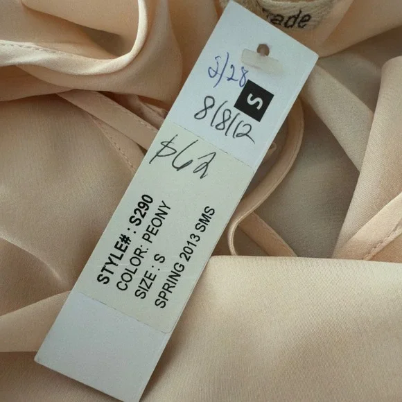 LaMade 100% silk cami y2k long tank S pink ruffle detail Euro summer NWT pastel - Picture 9 of 10